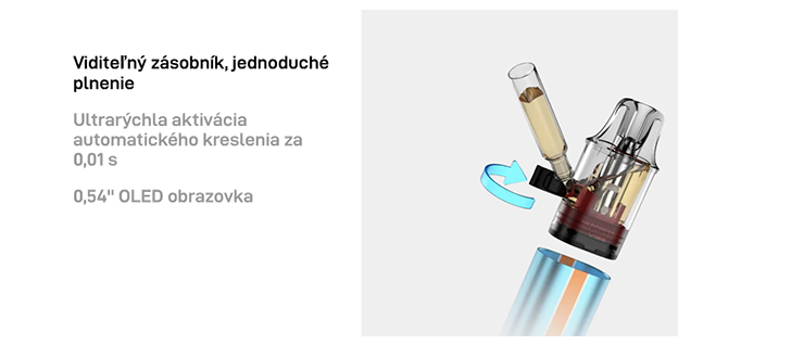 Vaporesso VIBE Pod ukážka plnenia kartuše e-liquidom